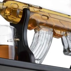 Gun Large Decanter Set Bullet Glasses - Limited Edition Elegant Rifle Gun Whiskey Decanter 22.5" 1000ml With 4 Bullet Whiskey Glasses And Mohogany Wooden Base By The Wine Savant -Refined Spirits Store 004 6