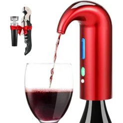 Electric Wine Aerator Dispenser - Portable Premium Wine Accessory For Red & White Wines, Touch Activated Aeration For Wine And Spirit - Beginner And Enthusiast - Spout Pourer - Wine Gifts