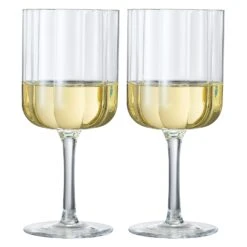 Flower Vintage Wine Glassware - Set Of 2-13 Oz Colorful Cocktail, Martini & Champagne Glasses, Prosecco, Mimosa Glasses Set, Cocktail Glass Set, Bar Glassware Luster Glasses 7" X 3" (Clear) -Refined Spirits Store 02WaveWinestemmedglasssetof2clear