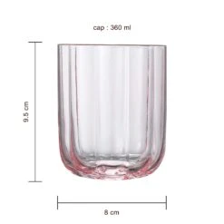 Flower Vintage Glass Stemless Highball - Set Of 2-13 Oz Colorful Cocktail, Wine, Water, Martini Glasses, Prosecco, Mimosa, Glasses Set, Bar Glassware Luster Glasses 4" X 3" (Pink) -Refined Spirits Store 03WaveHighballglasssetof2pink