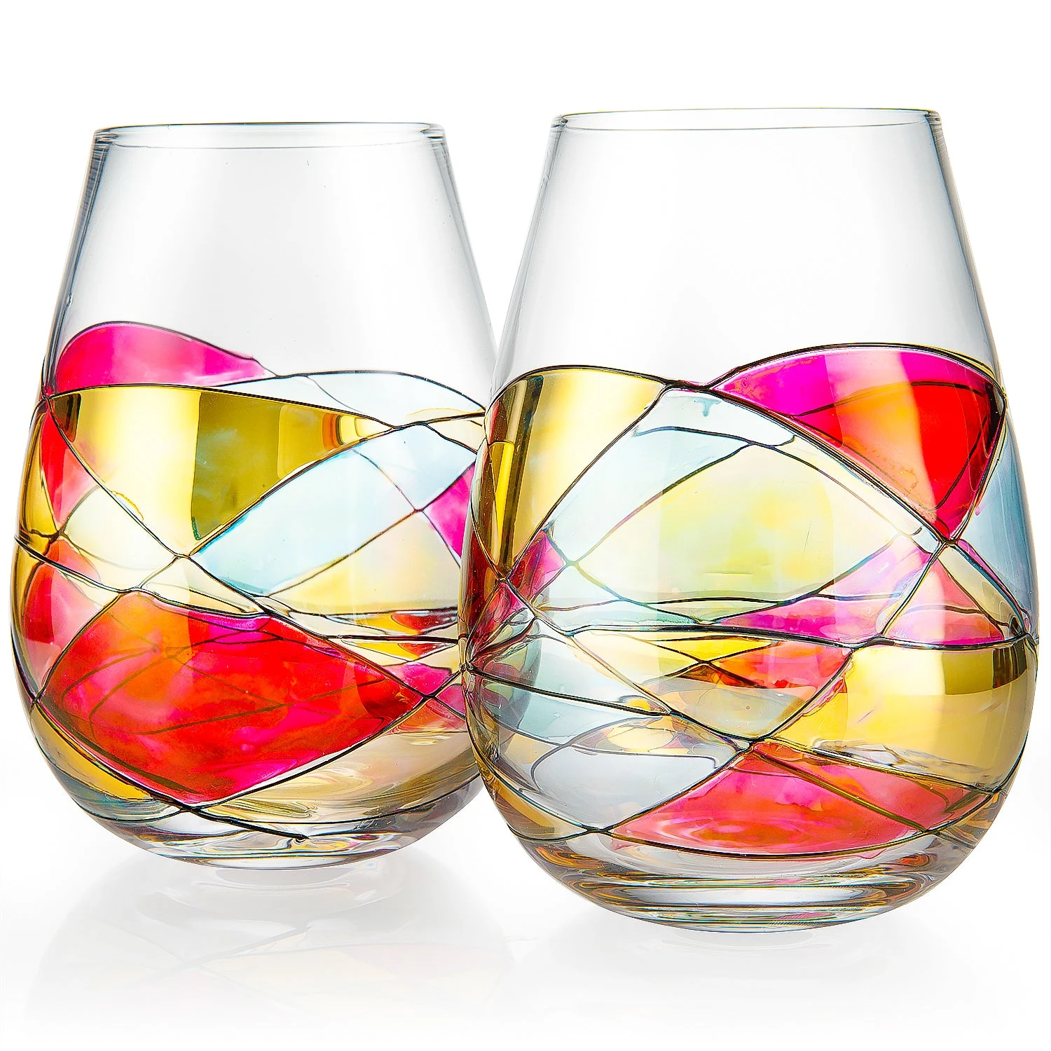 Artisanal Hand Painted Stemless - Gift For Mom, Friends, Girlfriends, Renaissance Romantic Stain-glassed Windows Wine Glasses Set Of 2 - Gift Idea For Birthday, Housewarming - Extra Large Goblets 5 Artisanal Hand Painted Stemless - Gift For Mom, Friends, Girlfriends, Renaissance Romantic Stain-glassed Windows Wine Glasses Set Of 2 - Gift Idea For Birthday, Housewarming - Extra Large Goblets - Image 5