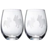 Set Of 2 French Bulldog Dog Stemless Wine Glasses - French Bulldog Puppy & Doggy Lover For Him & Her - Dogs Silhouette - Glass Gifts Etched Tumblers For Anniversary, Wedding, Home Bar Gifts