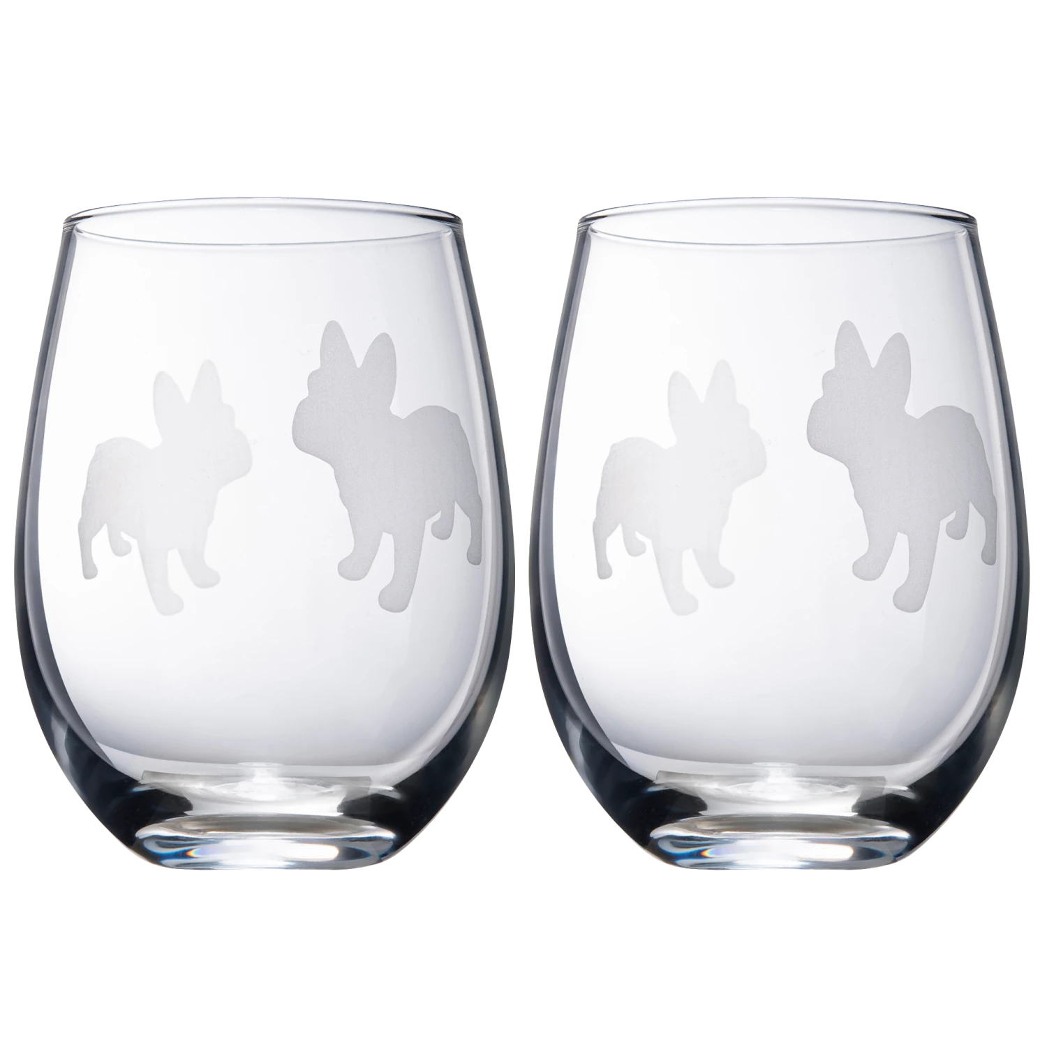 Set Of 2 French Bulldog Dog Stemless Wine Glasses - French Bulldog Puppy & Doggy Lover For Him & Her - Dogs Silhouette - Glass Gifts Etched Tumblers For Anniversary, Wedding, Home Bar Gifts 1 Set Of 2 French Bulldog Dog Stemless Wine Glasses - French Bulldog Puppy & Doggy Lover For Him & Her - Dogs Silhouette - Glass Gifts Etched Tumblers For Anniversary, Wedding, Home Bar Gifts