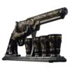 Luxury Black And Gold Pistol Decanter Set & 4 Shot Glasses – Whiskey Decanter For Liquor, Scotch, Bourbon, Vodka – Stylish Barware Gift Set For Men, Brother, Son, Dad, Him, Home Bar For Any Occasions
