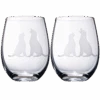 Set Of 2 Labrador Dog Stemless Wine Glasses By The Wine Savant - Lab Retriever Puppy & Doggy Lover Him & Her - Dogs Silhouette - Glass Gifts Etched Tumblers For Anniversary, Wedding, Home Bar Gifts