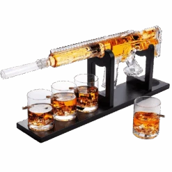 AR15 Whiskey Gun Decanter Set 1000 Ml & 4 12oz Bullet Glasses