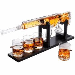 (EU ONLY) AR15 Gun Whisky-Dekanter-Set Mit Whiskey-Kugelkühlern – Limited Edition Eleganter Rifle Gun Whisky-Dekanter Mit 6 Whiskey-Edelstahl-Kugelkühlern Und 4 Bullet-Whiskygläsern
