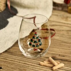 Stemless Christmas Tree Wine Glasses - Set Of 2 - Christmas Cheer For Holiday Gift And Winter Season - 18 Oz Stemless Decorated Tree Ornament Wine Tumblers For Holiday Season And Winter 4.7" H -Refined Spirits Store 1 51