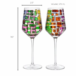 The Wine Savant Renaissance Stained Glass Windows, Artisanal Hand Painted Glassware Gift Idea Her, Him, Birthday, Mom, Housewarming, Gifts Ideas For Women & Men Art Deco (Stemmed Wine Glasses) -Refined Spirits Store 1 cdf35d4a a6e8 4475 8719 d11b0d21649d