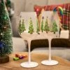 Set Of 2 Stemmed Christmas Tree Design Wine Glasses - Hand Painted 14 Oz Decorated Christmas Tree Glasses - Perfect For Wine, Champagne, Holiday Parties And Festivities - 8.75" High, 14 Oz Capacity