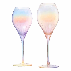 Parisian Performance Glassware French Paris Collection Crystal Pink Glasses, Red & White Wines - The Wine Savant - For Weddings Present Everyday Beautiful Gift Anniversary (Iridescent Wine 2 Set)
