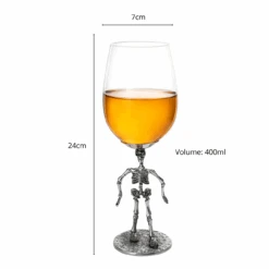 Stemmed Skeleton Wine Glass Set Of 2 By The Wine Savant - 12oz Skeleton Glasses 10" H, Goth Gifts, Skeleton Gifts, Skeleton Decor, Spooky Wine Gift Set, Perfect For Halloween Themed Parties -Refined Spirits Store 2