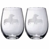 Set Of 2 Dog Daschund Stemless Wine Glasses By The Wine Savant - Wiener Dog Puppy & Doggy Lover For Him & Her - Dogs Silhouette - Glass Gifts Etched Tumblers For Anniversary, Wedding, Home Bar Gifts