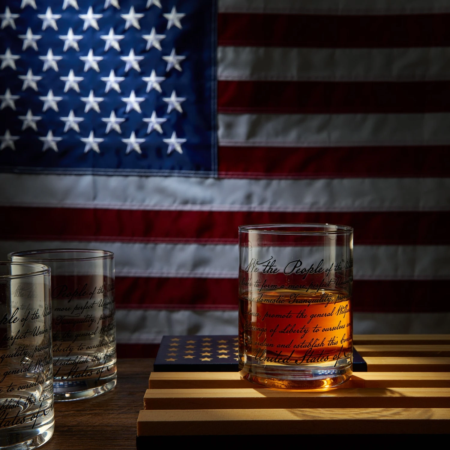 Whiskey Glasses – United States Constitution - Wood American Flag Tray & Set Of 4 We The People 10oz America Glassware, Old Fashioned Rocks Glass, Freedom Of Speech Law Gift Set US Patriotic 2 Whiskey Glasses – United States Constitution - Wood American Flag Tray & Set Of 4 We The People 10oz America Glassware, Old Fashioned Rocks Glass, Freedom Of Speech Law Gift Set US Patriotic - Image 2
