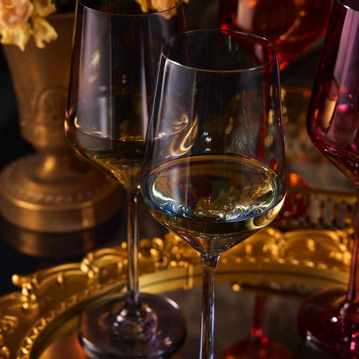 Colored Wine Glass Set, Large 12 Oz Glasses Set Of 6, Unique Italian Style Tall Stemmed For White& Red Wine, Water, Margarita Glasses, Color Tumbler, Gifts, Viral Beautiful Glassware - Dinner Party 9 Colored Wine Glass Set, Large 12 Oz Glasses Set Of 6, Unique Italian Style Tall Stemmed For White& Red Wine, Water, Margarita Glasses, Color Tumbler, Gifts, Viral Beautiful Glassware - Dinner Party - Image 9