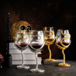 Stemmed Snake Wine Glass | Set Of 2 | 19oz Spooky Reptile Glasses 10" H, Goth Gifts, Skeleton Gifts, Skeleton Decor, Spooky Wine Gift Set, Perfect For Themed Parties (Silver) 9 Stemmed Snake Wine Glass | Set Of 2 | 19oz Spooky Reptile Glasses 10" H, Goth Gifts, Skeleton Gifts, Skeleton Decor, Spooky Wine Gift Set, Perfect For Themed Parties (Silver) -Refined Spirits Store 2023 07 10 A AEa 1269