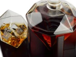 (CANADA ONLY) The Wine Savant Diamond Whiskey And Wine Decanter, Great Gift! 750ml With 4 Diamond Glasses And Beautiful Mahogany Wooden Holder Liquor, Scotch, Rum, Bourbon, Vodka, Tequila Decanter, Gifts For Dad -Refined Spirits Store 213 5550b8d8 6a15 400d b485 0e06ca72b400