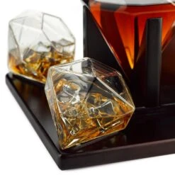 (CANADA ONLY) The Wine Savant Diamond Whiskey And Wine Decanter, Great Gift! 750ml With 4 Diamond Glasses And Beautiful Mahogany Wooden Holder Liquor, Scotch, Rum, Bourbon, Vodka, Tequila Decanter, Gifts For Dad -Refined Spirits Store 216 1490393d d7e4 4f9b 91c0 b5b3e85c8625