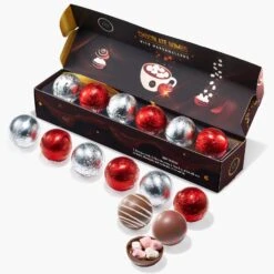Hot Chocolate Bombs - Set Of 6-2 Flavors White & Red Swirl Design Caramel & Fudge Brownie Candy Chocolates - Delicious Cocoa Bombs Filled With Marshmallows - Gift Melting Marshmallow Delicious Gifts