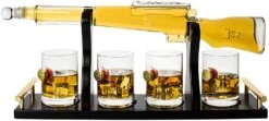Shotgun Gun Large Whiskey & Wine Decanter Set Bullet Glasses - Limited Edition Elegant Rifle Gun Whiskey Decanter 22.5" With 4 Shotgun Bullet Whiskey Glasses And Mohogany Wooden Base The Wine Savant -Refined Spirits Store 2 dde43b6e 0c91 4ffa b4a3 f3045332af59