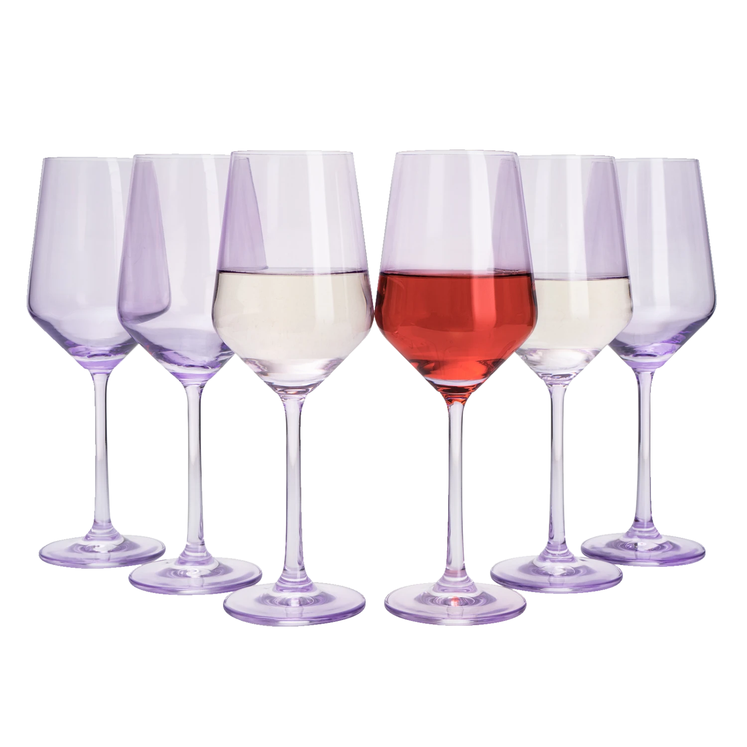 Set Of 6 Colored Wine Glasses - 12 Oz Hand Blown Italian Style Crystal Bordeaux Wine Glasses - Premium Stemmed Colored Glassware - Unique Drinking Glasses (6, Lavender Purple) 1 Set Of 6 Colored Wine Glasses - 12 Oz Hand Blown Italian Style Crystal Bordeaux Wine Glasses - Premium Stemmed Colored Glassware - Unique Drinking Glasses (6, Lavender Purple)