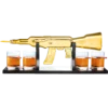 AK Gold Whiskey Decanter Set With 4 Bullet Whiskey Glasses - The Wine Savant, Gift For Fathers, Uncles, Sons - Veteran Gifts, Military Gift, Home Bar Gift, Father's Day