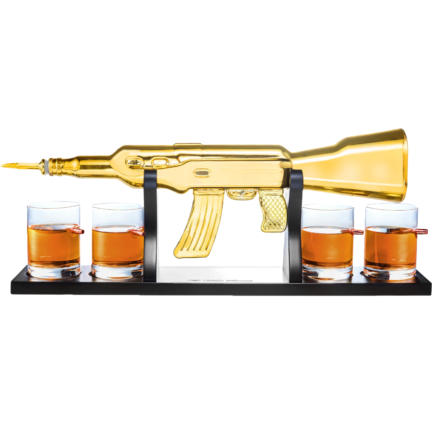 AK Gold Whiskey Decanter Set With 4 Bullet Whiskey Glasses - The Wine Savant, Gift For Fathers, Uncles, Sons - Veteran Gifts, Military Gift, Home Bar Gift, Father's Day 1 AK Gold Whiskey Decanter Set With 4 Bullet Whiskey Glasses - The Wine Savant, Gift For Fathers, Uncles, Sons - Veteran Gifts, Military Gift, Home Bar Gift, Father's Day