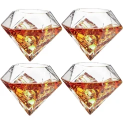 The Wine Savant Diamond Whiskey And Wine Decanter, Great Gift! 750ml With 4 Diamond Glasses And Beautiful Mahogany Wooden Holder Liquor, Scotch, Rum, Bourbon, Vodka, Tequila Decanter -Refined Spirits Store 304 2