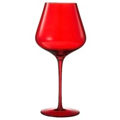 Colored Crystal Wine Glass Set Of 6, Gift For Hosting, Her, Wife, Mom Friend - Large 20 Oz Glasses, Unique Italian Style Tall Drinkware - Red & White, Dinner, Color Beautiful Glassware - (Bright Red) -Refined Spirits Store 31rN NdSuzL