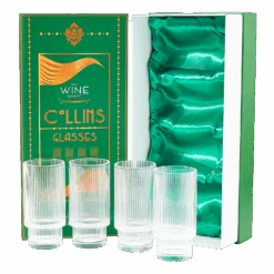 Vintage Art Deco Crystal Highball Ribbed Glass Set Of 4 - Ripple, Collins Glassware 14oz Classic Crystal Cocktail Glasses Perfect For Water, Champagne, Beer, Juice, Tom Cocktails - Barware Tumblers