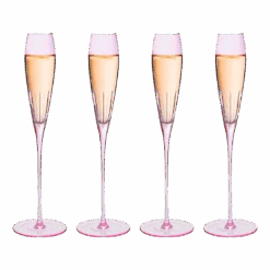 The Wine Savant Parisian Performance Glassware French Paris Collection Crystal Pink Glasses, Red & White Wines For Weddings Present Everyday Beautiful Gift Anniversary (Champagne)
