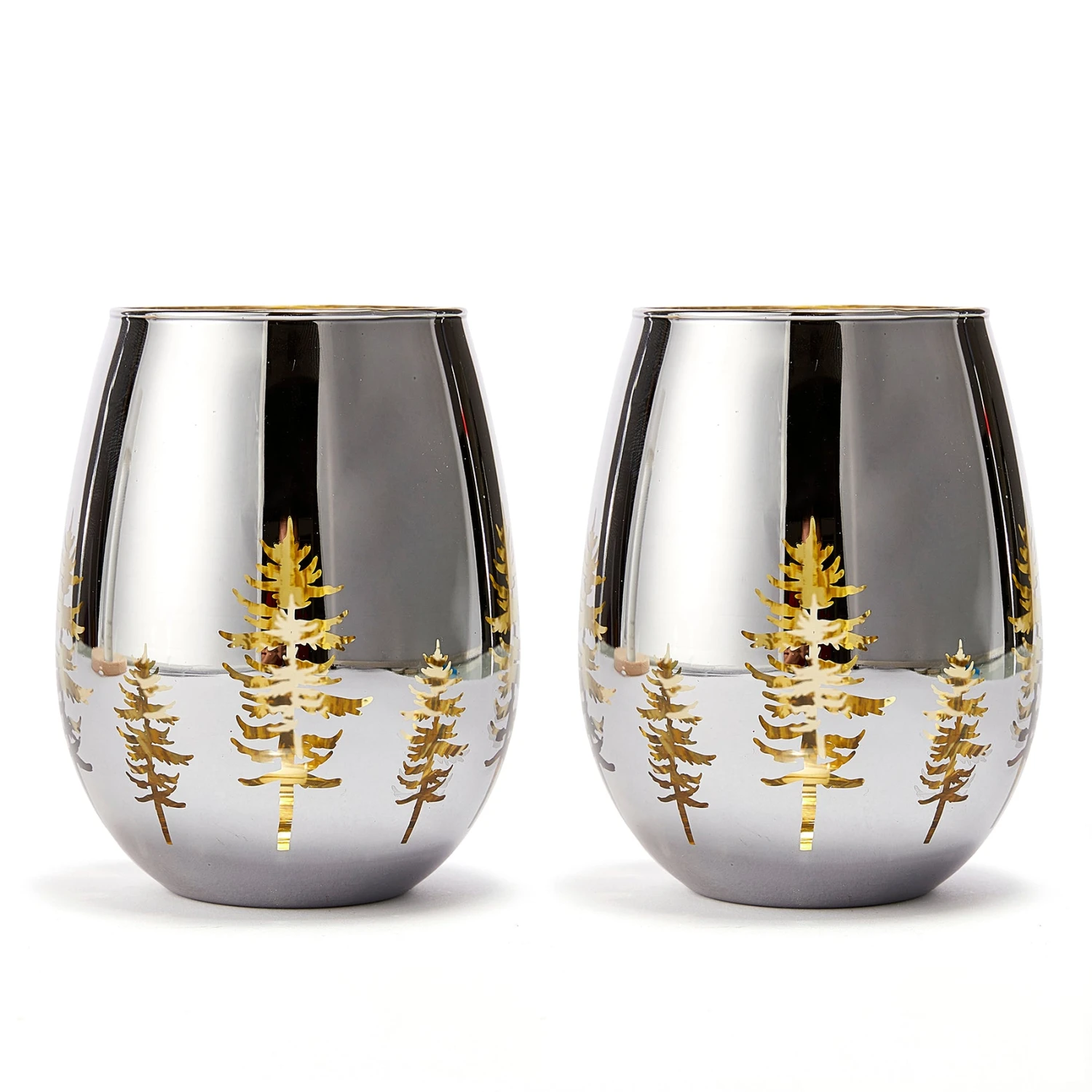 Crystal Christmas Tree Stemless Wine & Water Glasses - Set Of 2 - Holiday Themed Vibrant Gold Etched Winter Snow Wonderland Frosted Glass, Perfect For Seasonal Parties, Gifts For Him & Her Trees Décor 1 Crystal Christmas Tree Stemless Wine & Water Glasses - Set Of 2 - Holiday Themed Vibrant Gold Etched Winter Snow Wonderland Frosted Glass, Perfect For Seasonal Parties, Gifts For Him & Her Trees Décor