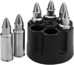 Whiskey Stones Bullets Stainless Steel - 1.75in Bullet Chillers Set Of 6 Inside Realistic Revolver - Freezer Base, Made W/ Premium Stainless Steel, Large Reusable Chilling Ice Cube, Good For Whiskey -Refined Spirits Store 3 88a08b97 1085 4021 8114 96f3f2c97638