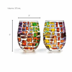 The Wine Savant Renaissance Stained Glass Windows, Artisanal Hand Painted Glassware Gift Idea Her, Him, Birthday, Mom, Housewarming, Gifts Ideas For Women & Men Art Deco (Stemless Wine Glasses) -Refined Spirits Store 3 8d4c086f 6131 417b 944b 46acc74c37a2