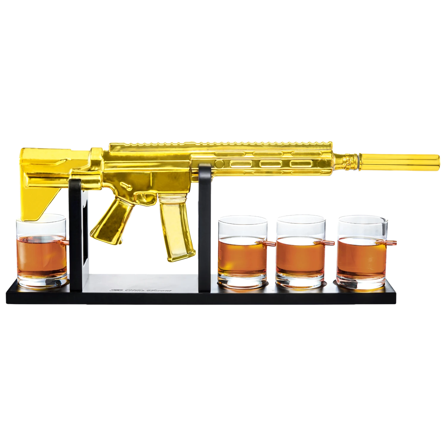 AR15 Gold Whiskey Decanter Set With 4 Bullet Whiskey Glasses - The Wine Savant, Gift For Fathers, Uncles, Sons - Veteran Gifts, Military Gift, Home Bar Gift, Father's Day 1 AR15 Gold Whiskey Decanter Set With 4 Bullet Whiskey Glasses - The Wine Savant, Gift For Fathers, Uncles, Sons - Veteran Gifts, Military Gift, Home Bar Gift, Father's Day