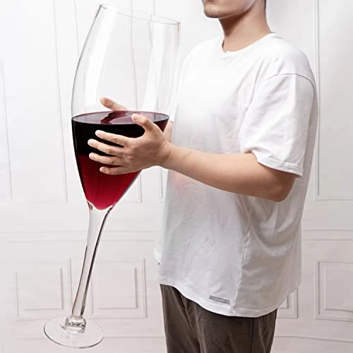 Worlds Largest Giant Wine Glass - Huge 32 Inches, 3.7 Gallons, Mega Pint, Huge Stemware, Clear Decorative Hand Blown Glassware, Large Novelty Stemware/Champagne Magnum Chiller, Oversized XL Goblet 2 Worlds Largest Giant Wine Glass - Huge 32 Inches, 3.7 Gallons, Mega Pint, Huge Stemware, Clear Decorative Hand Blown Glassware, Large Novelty Stemware/Champagne Magnum Chiller, Oversized XL Goblet - Image 2