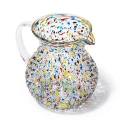 Hand Blown Mexican Glass Pitcher – Confetti Rock Design 70 Ounces - Colorful Beverage Pitcher For Homemade Juice & Iced Tea Cinco De Mayo By The Wine Savant, Blown Glass Pitcher -Refined Spirits Store 4 16 scaled