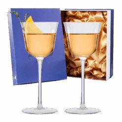 Vintage Crystal Nick & Nora/Wine Coupe Glasses - Set Of 2 - Clear Radiance - Cocktails, Wine, Whiskey, Gin, Cocktail Glass - Hand Blown Classy Glass - Timeless Art Deco Design - Long Stemmed (5 OZ)