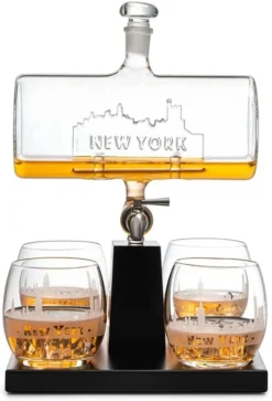 Wine & Whiskey Decanter Set 1100ml By The Wine Savant With 4 Whiskey Glasses, Drink Dispenser Scotch, Bourbon, Brandy Home Office Apartment Decor, Gifts - Dallas, Memphis, New York & Los Angeles Gifts -Refined Spirits Store 51 vTccr5tL. AC 1