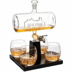 Wine & Whiskey Decanter Set 1100ml By The Wine Savant With 4 Whiskey Glasses, Drink Dispenser Scotch, Bourbon, Brandy Home Office Apartment Decor, Gifts - Dallas, Memphis, New York & Los Angeles Gifts
