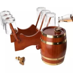 Barrel Decanter With 6 Whiskey Glasses By The Wine Savant - 1000 ML Mahogany Wood Old Fashioned Classic Whiskey Decanter Set, Gifts For Him, Father's Day, Gift Ideas -Refined Spirits Store 51FLBfO548L. AC