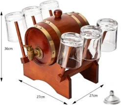 Barrel Decanter With 6 Whiskey Glasses By The Wine Savant - 1000 ML Mahogany Wood Old Fashioned Classic Whiskey Decanter Set, Gifts For Him, Father's Day, Gift Ideas -Refined Spirits Store 51J5b2uBXtL. AC