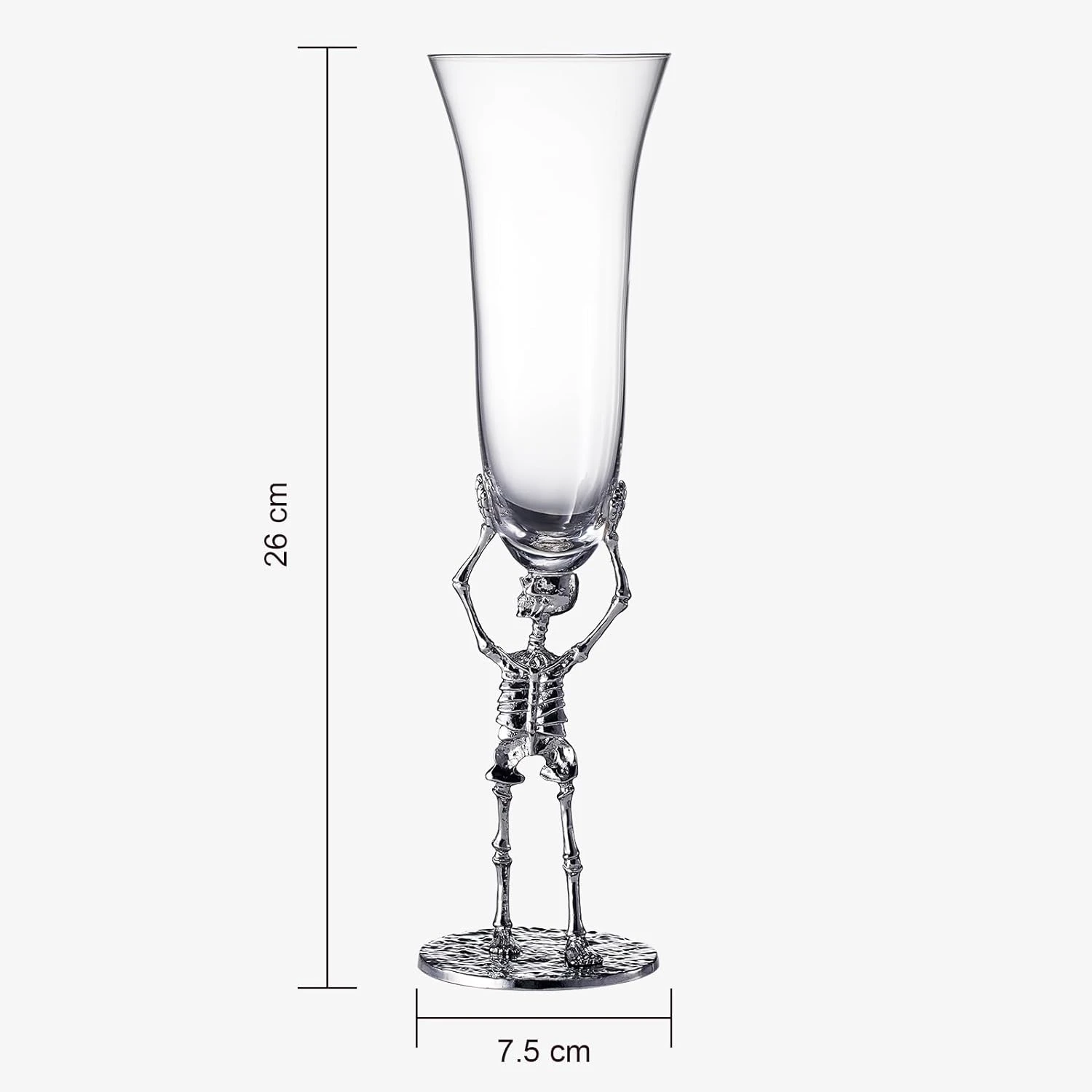 Skeleton Champagne Flute Glass | Single | 7.5oz Halloween Skeleton Glasses 10" H, Goth Gifts, Skeleton Gifts, Skeleton Decor, Spooky Wine Gift Set, Perfect For Halloween Themed Parties 3 Skeleton Champagne Flute Glass | Single | 7.5oz Halloween Skeleton Glasses 10" H, Goth Gifts, Skeleton Gifts, Skeleton Decor, Spooky Wine Gift Set, Perfect For Halloween Themed Parties - Image 3