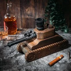 Tank Handcrafted Liquor Dispenser - The Wine Savant - Industrial Pipe Mahogany Wood Whiskey Decanter - Bar Accessories For Home Gifts For Him, Veteran's Day, Military Appreciation, Home Bar Gift -Refined Spirits Store 51OdrKftYdL