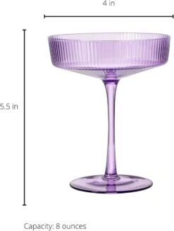 Ribbed Coupe Cocktail Glasses 8 Oz | Set Of 2 | Classic Manhattan Glasses For Cocktails, Champagne Coupe, Ripple Coupe Glasses, Art Deco Gatsby Vintage, Crystal With Stems (Lavender, Set Of 2) 13 Ribbed Coupe Cocktail Glasses 8 Oz | Set Of 2 | Classic Manhattan Glasses For Cocktails, Champagne Coupe, Ripple Coupe Glasses, Art Deco Gatsby Vintage, Crystal With Stems (Lavender, Set Of 2) -Refined Spirits Store 51TJg92YGtL. AC SL1500