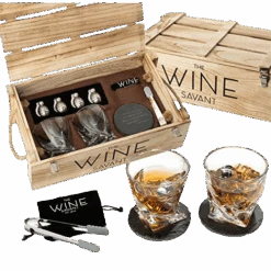 Whiskey And Spirits Gifts For Men Dad Luxurious Twist Glasses With Whiskey Stones - 2 10oz Twist Whiskey Glasses, Tongs, 4 Chilling Rocks Stones - Army Crate Box - US Army, Veteran Military (Bullets)