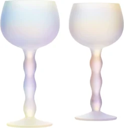 Aesthetic Iridescent Cloud Elegant Crystal Wine & Water Glasses, Hand Blown, Premium Trendy Sand Blasted Glasses - Stemmed Red White Wine Glasses, 100% Lead-Free - Pinot Noir - 7 Oz Rim Set Of 2 -Refined Spirits Store 51rYjhzT EL. AC SL1500