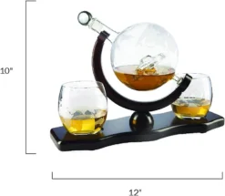 The Wine Savant Globe Car Whiskey Decanter - With 2 Globe Glasses, Includes Whiskey Stones For Whiskey, Scotch, Bourbon Or Wine Matching Globe Glasses, HOME BAR DECOR Clear -Refined Spirits Store 51sijxnKBGL. AC SL1200