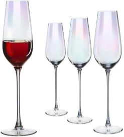 The Wine Savant Iridescent Glasses - Crystal Luster Radiance Set Of 4 - Rainbow Colored Stemware Glassware, Durable Pearl Color Champagne Glasses, An Ethereal Shine (Tall Flutes) 9 The Wine Savant Iridescent Glasses - Crystal Luster Radiance Set Of 4 - Rainbow Colored Stemware Glassware, Durable Pearl Color Champagne Glasses, An Ethereal Shine (Tall Flutes) -Refined Spirits Store 51tcgDtWTBL. AC SL1001