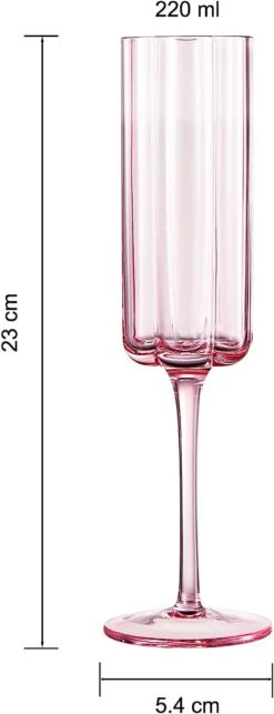 Flower Vintage Champagne Flute Glassware - Set Of 2 - 7.4 Oz Colorful Cocktail, Martini & Champagne Glasses, Prosecco, Mimosa Glasses Set, Cocktail Glass, Bar Glassware Luster Glasses 9" X 2" (Pink) -Refined Spirits Store 51wwaLPUYHL. AC SX522